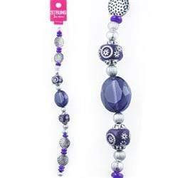 AussieSuperStore Jewellery Making Supplies Purple/Sliver Strung Beads Glass Oval Facet & Metal Discs (in 4 colors) Strung Bead Glass Oval Facet & Metal Discs | Jewellery Making Beads Accessories 9323823182151 BBS2014347